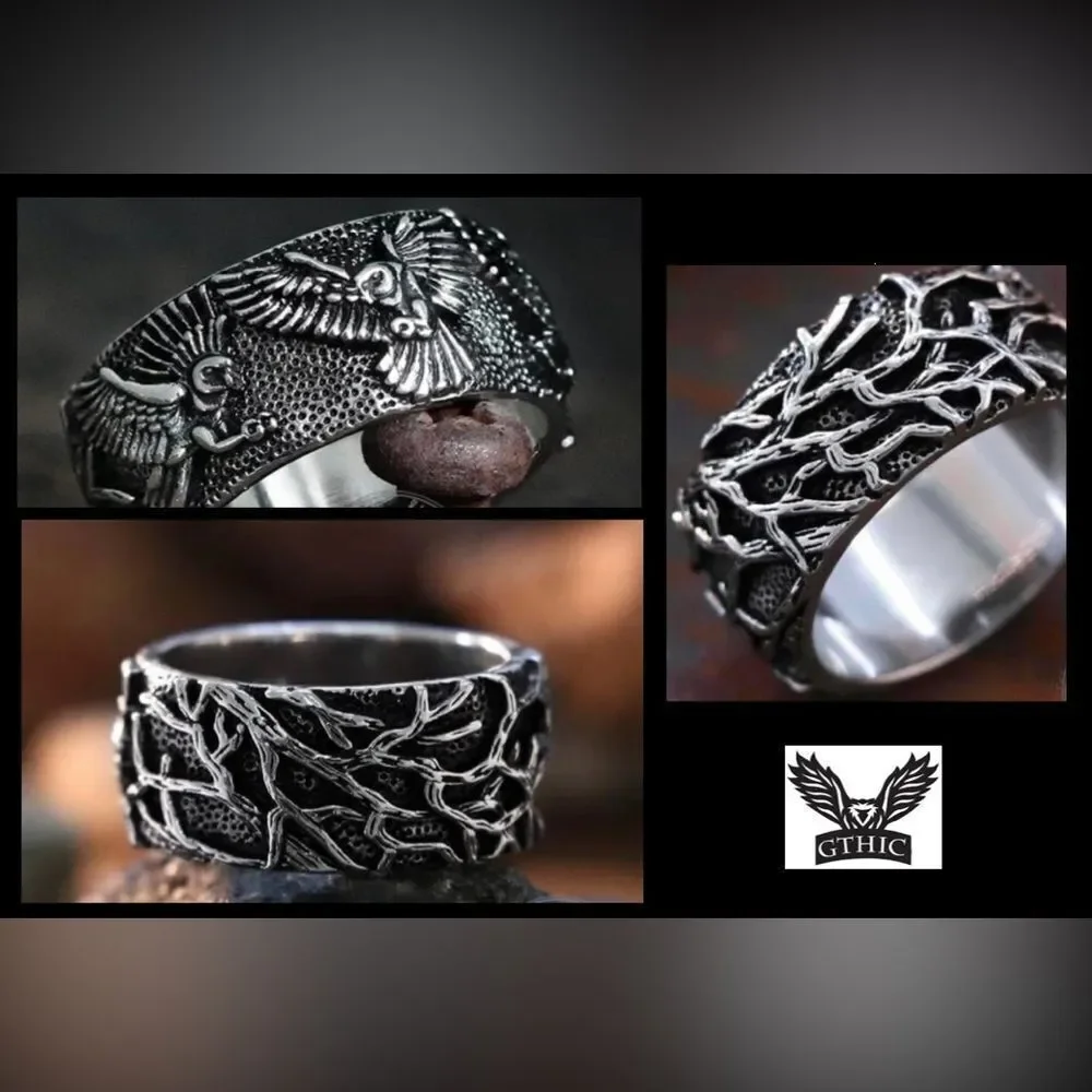 GTHIC Retro Eagle Branch Men’s Brass Ring